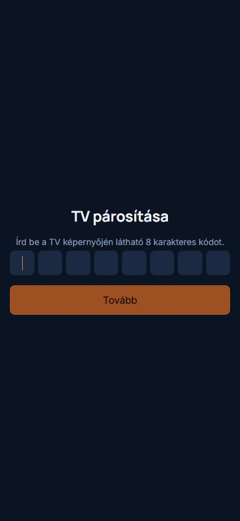 A wavecom.tv/kod oldal a telefonon: ide írod be a tévén látott 8 karakteres kódot