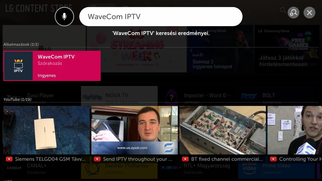 Felül a nagyítóval keress rá: WaveCom. Válaszd a WaveCom IPTV találatot.