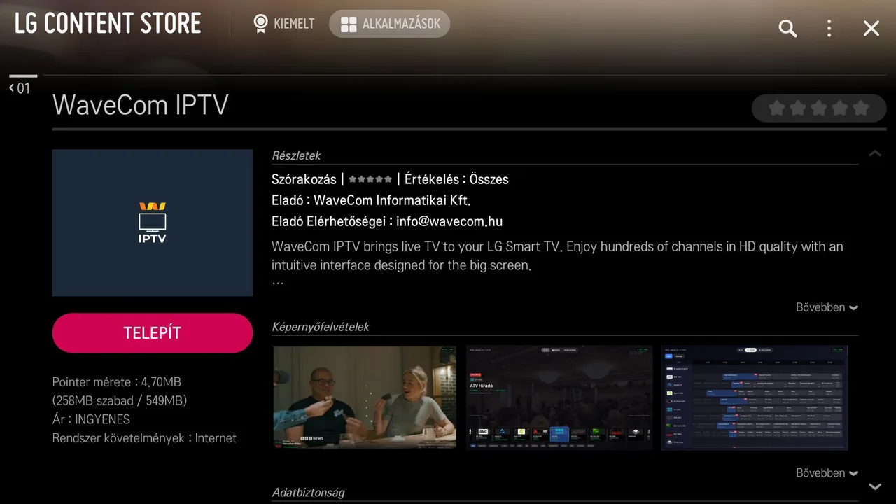 Nyomd meg a Telepítés gombot, majd a Megnyitás gombot. Az app ezután az alsó sáv alkalmazásai közt is ott lesz.